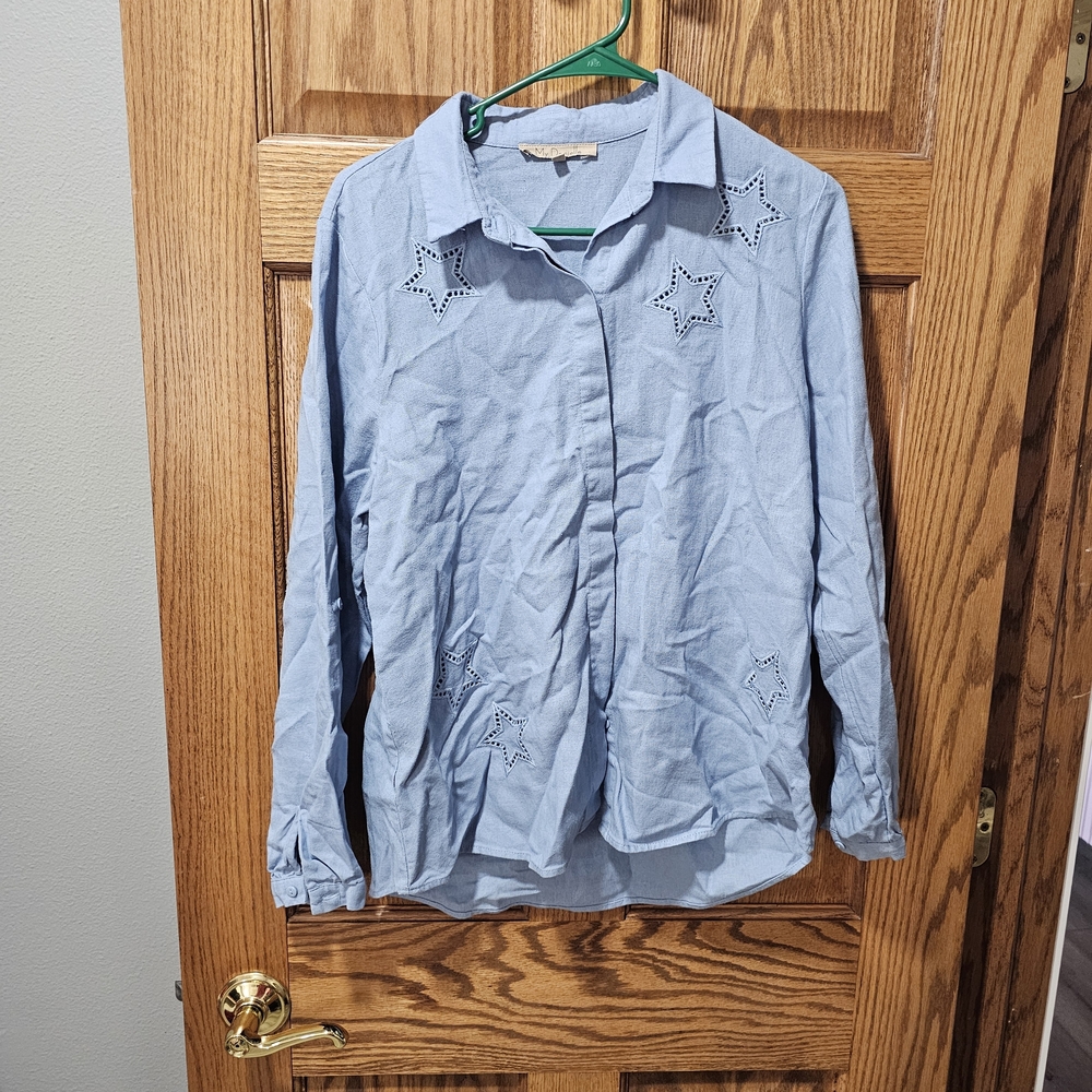 Men's Blue Star-Patterned Shirt - Picture 1 of 3